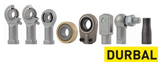 Rodzaje łożysk DURBAL Obraz przedstawia łożysko przegubowe DURBAL, które charakteryzuje się solidną, metalową konstrukcją. Widoczny jest pierścień wewnętrzny i zewnętrzny, połączone ze sobą sferyczną powierzchnią ślizgową, co jest kluczowe dla kompensacji odchyleń kątowych. Tego typu łożysko ślizgowe przegubowe, produkowane z niemiecką precyzją, jest symbolem niezawodności i wysokiej jakości, przeznaczonej do pracy w najtrudniejszych warunkach z dużymi obciążeniami.