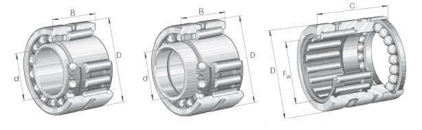 Łożyska kombinowane igiełkowo-kulkowe seria: NKIA... ; NKIB... ; NX... ; NX... Z ; NKX... ; NKX... Z