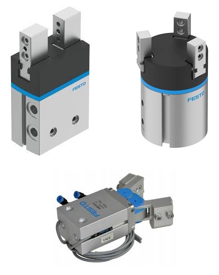 Obraz jest ucieleśnieniem inżynierskiej precyzji i zaawansowanej automatyzacji, kt&oacute;re są znakami rozpoznawczymi marki FESTO. Kompozycja jest sterylna, dynamiczna i technologicznie zaawansowana, utrzymana w charakterystycznej dla FESTO palecie barw &ndash; lśniącym, anodowanym aluminium, technicznej szarości i akcentach firmowego błękitu. Studyjne oświetlenie perfekcyjnie podkreśla każdy detal, a minimalistyczne tło w odcieniach bieli koncentruje całą uwagę na produktach.  Pierwszy plan &ndash; Ręce Nowoczesnej Automatyki:  W centrum kompozycji znajduje się starannie zaaranżowany, dynamiczny układ kilku chwytak&oacute;w pneumatycznych FESTO, kt&oacute;re razem tworzą obraz kompletnego systemu do precyzyjnej manipulacji. Wśr&oacute;d nich wyr&oacute;żniają się:  Chwytak R&oacute;wnoległy: Stanowi gł&oacute;wny element wizualny. Jego czyste, geometryczne linie i idealnie r&oacute;wnoległe szczęki symbolizują precyzję i pewność chwytu. Może być przedstawiony w trakcie chwytania małego, metalowego detalu, co podkreśla jego funkcjonalność.  Chwytak Kątowy: Mniejszy, bardziej kompaktowy, ukazany w dynamicznej pozie z otwartymi szczękami. Jego forma sugeruje szybkość działania i jest idealna do aplikacji "pick & place" w ograniczonych przestrzeniach.  Chwytak Tr&oacute;jszczękowy: Prezentowany jako rozwiązanie do centrycznego chwytania okrągłych przedmiot&oacute;w. Jego symetryczna budowa i trzy szczęki zbiegające się w jednym punkcie komunikują stabilność i precyzyjne pozycjonowanie.  Każdy chwytak jest ukazany w ujęciu, kt&oacute;re eksponuje najwyższą jakość wykonania &ndash; od idealnie gładkich powierzchni, przez precyzyjne prowadnice, po wyraźne, laserowo grawerowane logo "FESTO".  Tło i branding:  Tło jest minimalistyczne i profesjonalne. Brak zbędnych element&oacute;w pozwala w pełni skupić się na inżynierskim kunszcie produkt&oacute;w. Branding jest realizowany bezpośrednio przez logotypy na samych chwytakach, co jest gwarancją autentyczności i niemieckiej jakości.  Przesłanie i hasło reklamowe (optymalizacja SEO):  Obraz niesie jasny komunikat o precyzji, niezawodności i wydajności w automatyzacji i robotyce. Skierowany jest do inżynier&oacute;w, konstruktor&oacute;w i specjalist&oacute;w ds. automatyzacji, kt&oacute;rzy poszukują bezkompromisowych rozwiązań do manipulacji i montażu.  Całość może być wzmocniona hasłem, kt&oacute;re zawiera kluczowe frazy:  "Precyzja w każdym ruchu. Chwytaki pneumatyczne FESTO dla Twojej automatyzacji."  "Niezawodna manipulacja detalami. Chwytaki r&oacute;wnoległe, kątowe i tr&oacute;jszczękowe FESTO."  "Twoje rozwiązanie dla robotyki i montażu &ndash; niemiecka jakość chwytak&oacute;w FESTO."