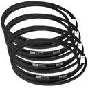 Na zdjęciu widoczny jest zbi&oacute;r pas&oacute;w klinowych ułożonych r&oacute;wnolegle w rzędach. Pasy mają charakterystyczny, trapezoidalny kształt przekroju, co jest cechą pas&oacute;w klinowych. Ich kolorystyka jest zazwyczaj ciemna, często czarna, z nadrukami w jasnym kolorze.  Na każdym z pas&oacute;w widoczne jest logo producenta, Optibelt, oraz szereg oznaczeń numerycznych i literowych. Oznaczenia te informują o modelu, długości, typie pasa (np. standardowy, wąskoprofilowy) oraz specyfikacji technicznej. Napisy są wyraźne i czytelne.  Pasy są solidnie wykonane, a materiał, z kt&oacute;rego są zrobione, wydaje się być wytrzymały i elastyczny, co jest kluczowe dla ich zastosowania w maszynach przemysłowych. Na fotografii mogą znajdować się r&oacute;żne typy pas&oacute;w Optibelt, co podkreśla szeroki asortyment firmy.