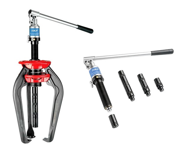 Ściągacze hydrauliczne SKF. Demontaż bez wysiłku w DAKAM. Ściągacze Hydrauliczne SKF w DAKAM – Siła i Bezpieczeństwo Demontażu Obraz jest ucieleśnieniem czystej siły pod pełną kontrolą. Prezentuje zaawansowany ściągacz hydrauliczny SKF (np. z serii EasyPull TMMA lub zestawów TMHC) jako narzędzie, które zmienia ciężką, fizyczną pracę w precyzyjną operację inżynierską. Kompozycja łączy solidność mechaniki z profesjonalizmem autoryzowanego polskiego dystrybutora DAKAM, podkreślając bezpieczeństwo i łatwość użytkowania. Dominują barwy: techniczna czerń, stal oraz ikoniczny błękit SKF. Potęga hydrauliki w Twoich rękach: W centrum uwagi, na solidnym stole warsztatowym lub czystym tle przemysłowym, znajduje się ściągacz hydrauliczny SKF: • Zintegrowany Siłownik (Hydraulic Spindle): Najważniejszy element wizualny. Widoczny jest masywny cylinder hydrauliczny (często czarny lub stalowy), który stanowi serce narzędzia. Jego solidna budowa wizualnie komunikuje zdolność do generowania ogromnej siły demontażu (nawet do 100 ton) przy minimalnym wysiłku operatora. • Ramiona (Arms): Prezentowane są wytrzymałe ramiona ściągacza, pewnie chwytające (wirtualne lub przykładowe) łożysko. Warto pokazać mechanizm samocentrujący (charakterystyczny dla serii EasyPull), który ułatwia obsadzenie narzędzia. • Bezpieczeństwo: Obok ściągacza (lub założona na niego) widoczna jest siatka ochronna lub koc ochronny, co podkreśla dbałość SKF o bezpieczeństwo operatora w przypadku pęknięcia demontowanego elementu. • Mobilność i Zestaw: W tle pierwszego planu otwarta jest solidna, czarna walizka systemowa z idealnie dopasowanymi gniazdami na akcesoria (przedłużki, końcówki), co sugeruje porządek i gotowość do pracy w terenie. • Marka Premium: Na cylindrze lub ramionach widoczne jest wyraźne logo "SKF", gwarantujące najwyższą jakość narzędzia. Sprawdzony Polski Dystrybutor DAKAM: Tło jest subtelnie rozmyte, ale buduje zaufanie do dostawcy: • Magazyn DAKAM: Widać fragment strefy narzędziowej magazynu, gdzie na półkach stoją kolejne walizki ze ściągaczami. Potwierdza to dostępność drogich narzędzi "od ręki". • Logo Dystrybutora: W dyskretnym, ale widocznym miejscu umieszczone jest logo DAKAM, z dopiskiem "Autoryzowany Dystrybutor Narzędzi SKF" (SKF MaPro). Obraz niesie jasny komunikat: "Jako autoryzowany dystrybutor DAKAM, dostarczamy profesjonalne ściągacze hydrauliczne SKF, które umożliwiają bezpieczny, szybki i bezwysiłkowy demontaż nawet największych łożysk i sprzęgieł, minimalizując ryzyko uszkodzenia wału".